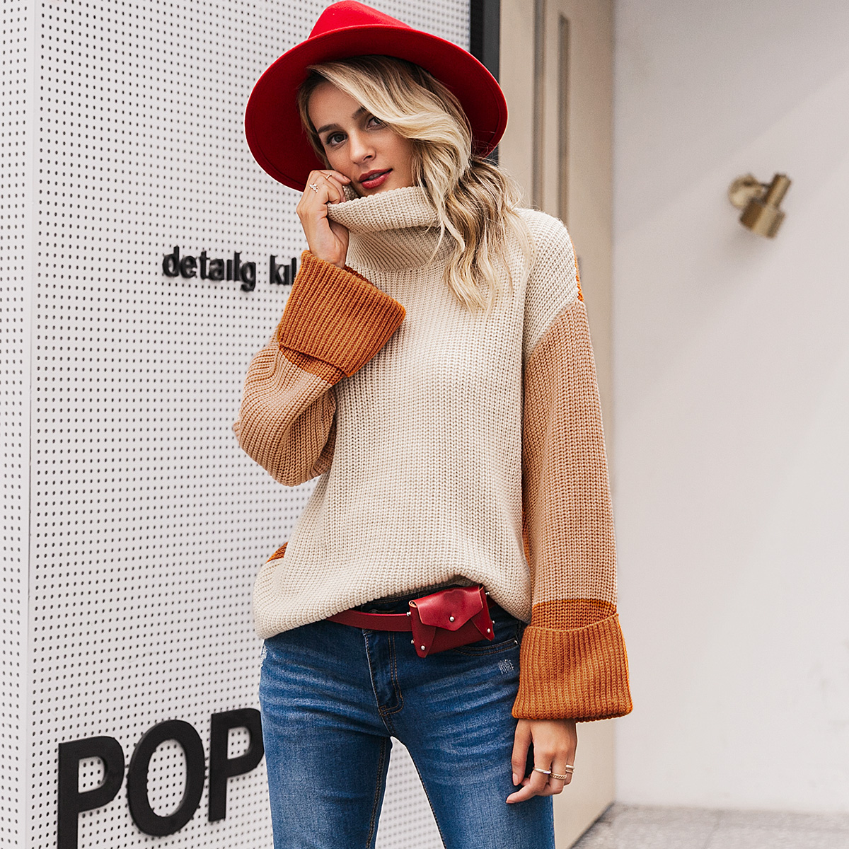 2019 new sleeve stitching sweater fashion women39s wholesalepicture15