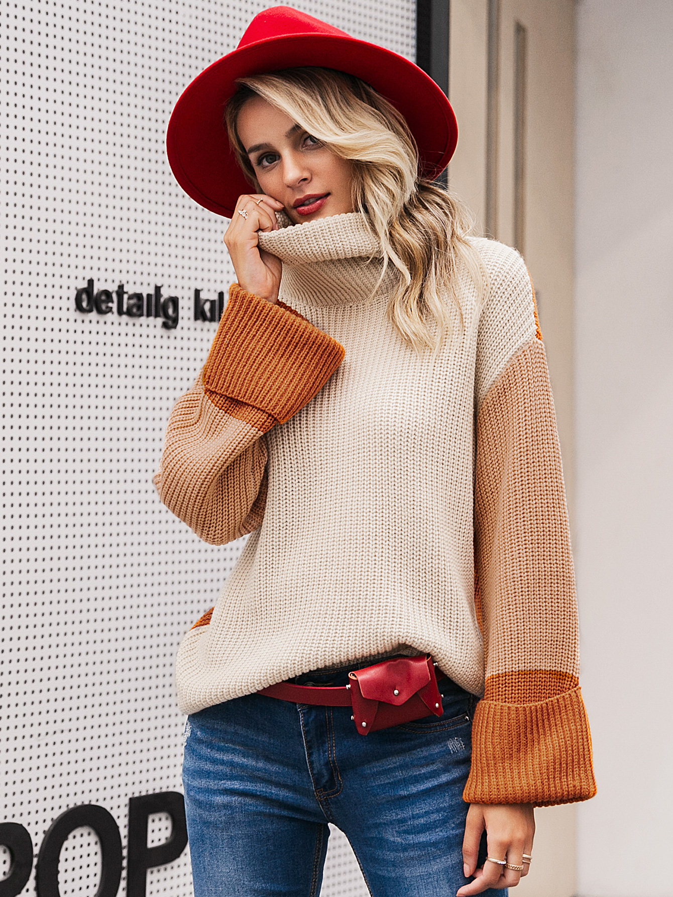 2019 new sleeve stitching sweater fashion women39s wholesalepicture5