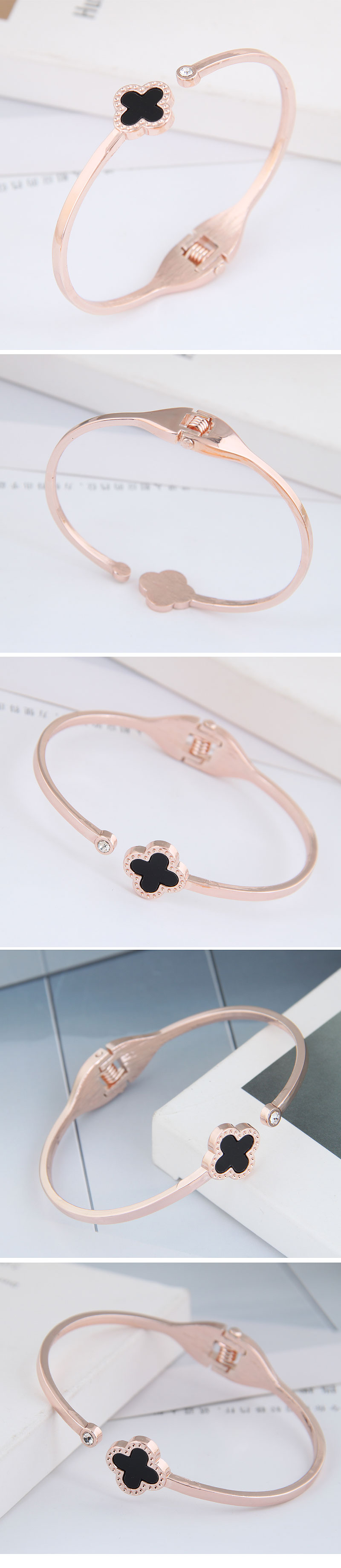 fashion metal simple  sweet four-leaf clover open  bracelet