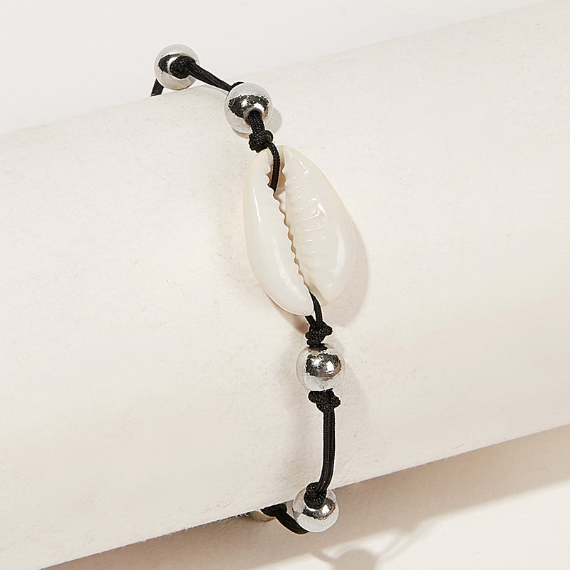 Bracelet de cheville coquillage perl fait main en fil de cire corenpicture3