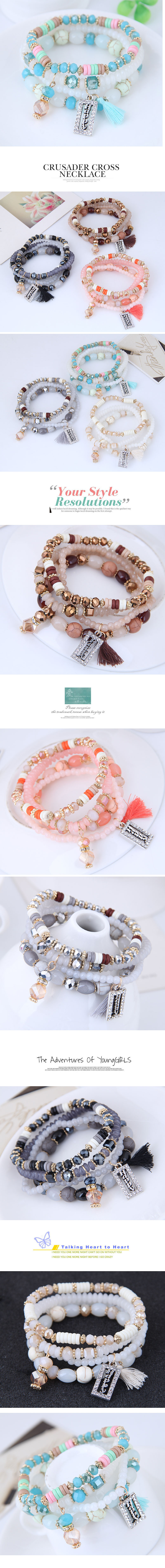 crystal beads fashion multi-layer bracelet