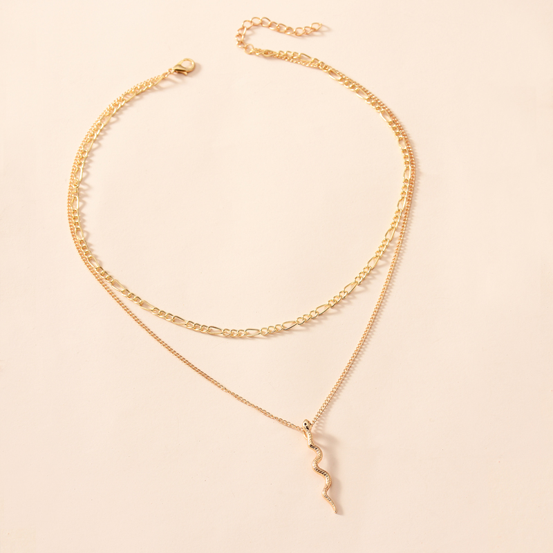 New snake-shaped decorative two-layer necklace