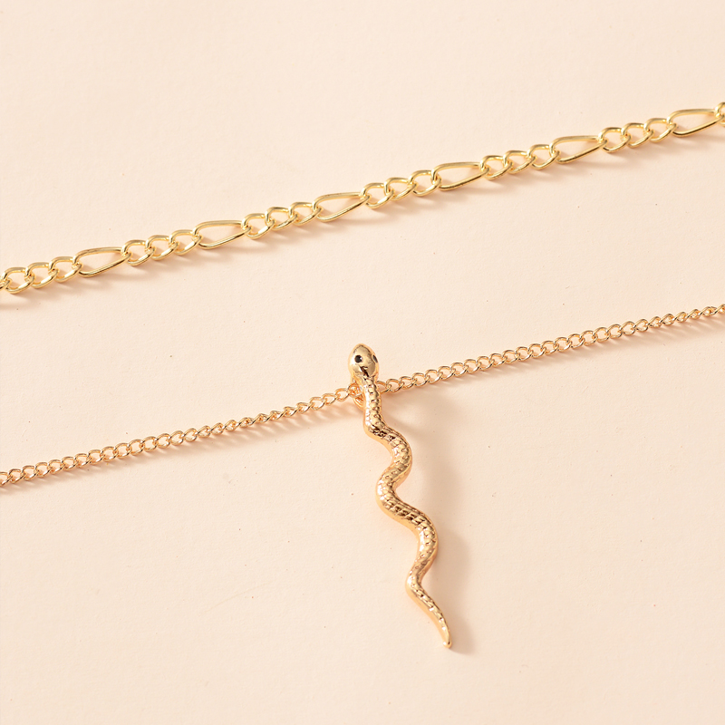 New snake-shaped decorative two-layer necklace