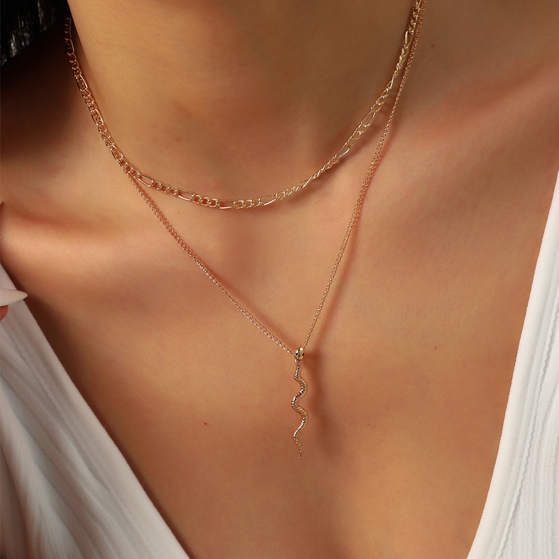 New snake-shaped decorative two-layer necklace