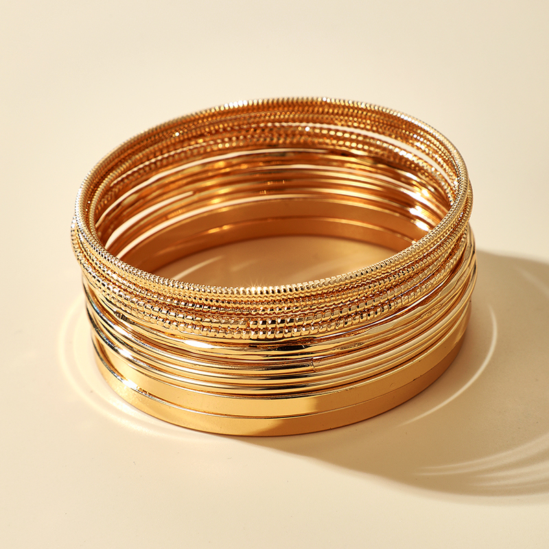 Fashion Metal Glossy Bamboo Bangle Bracelet Setpicture3