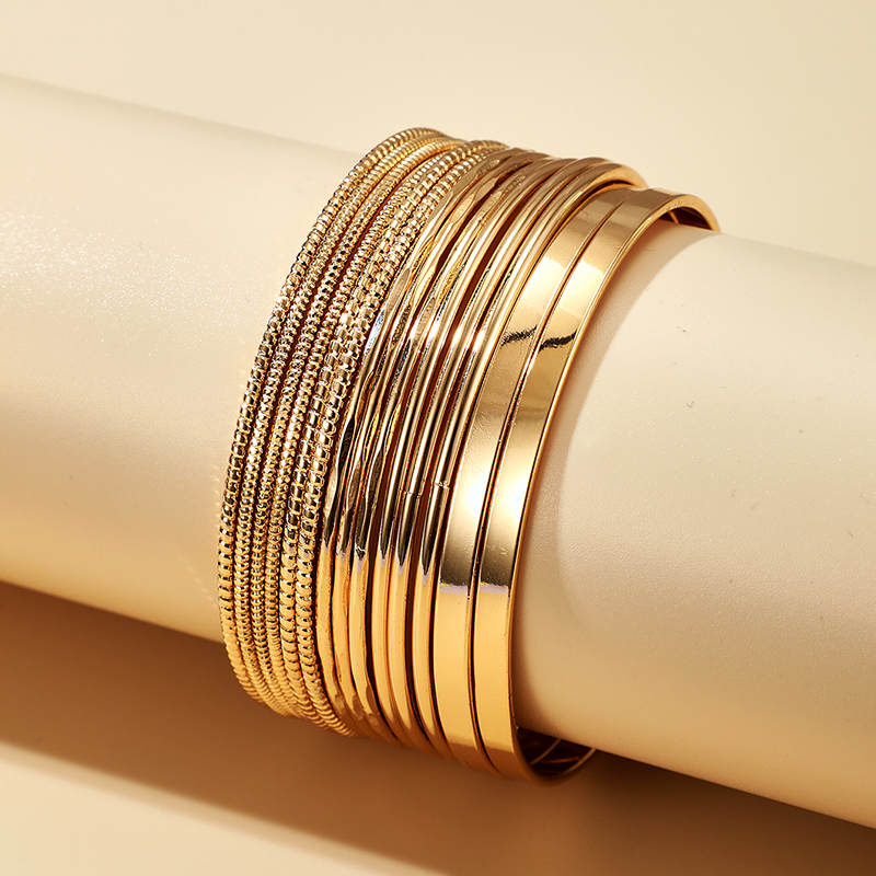 Fashion Metal Glossy Bamboo Bangle Bracelet Setpicture4