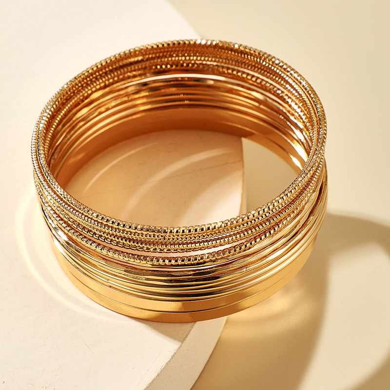 Fashion Metal Glossy Bamboo Bangle Bracelet Set