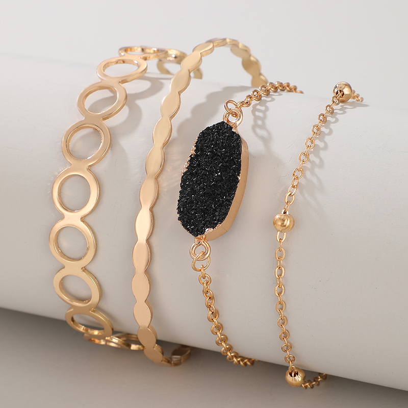 simple golden bead alloy bracelet setpicture1