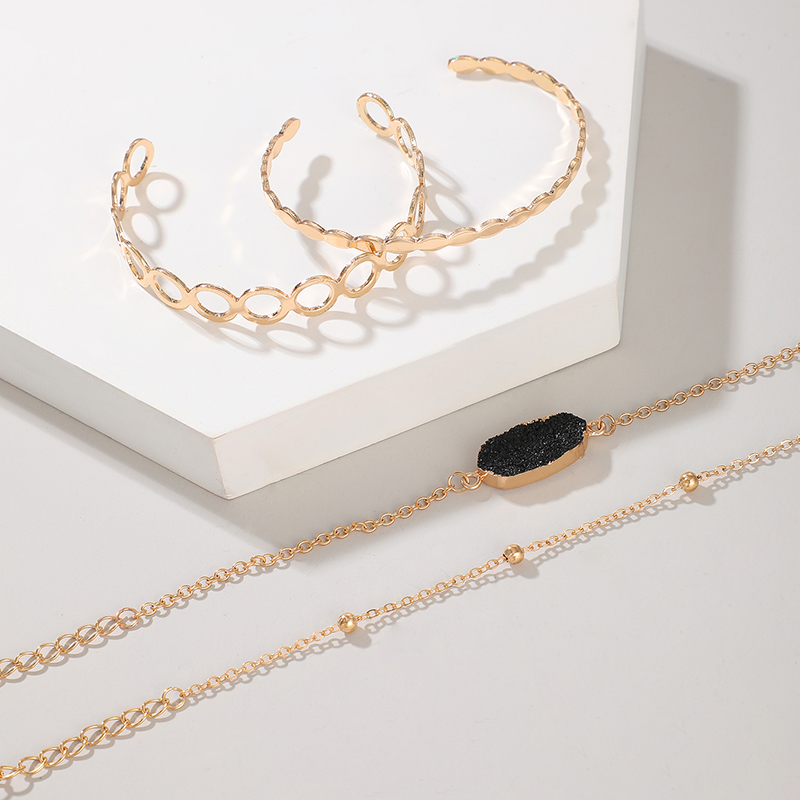 simple golden bead alloy bracelet setpicture2