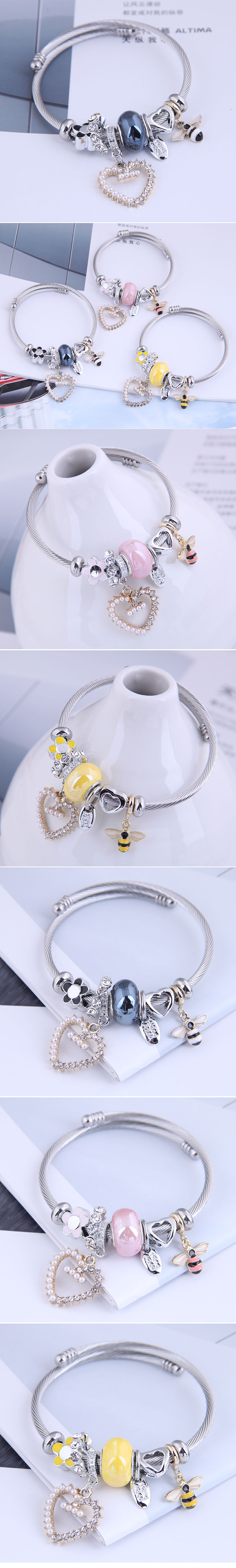 fashion metal simple heart bee multielement braceletpicture1