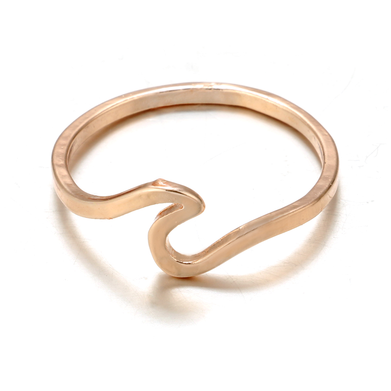 creative simple rose gold ladies wave ring