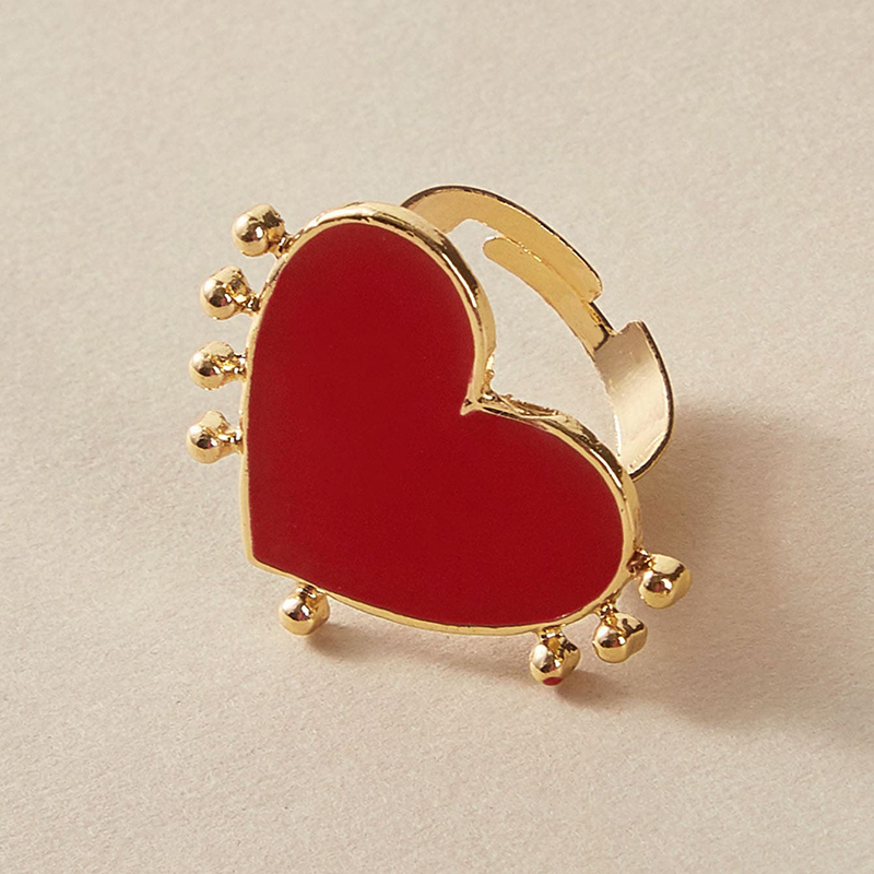 Alloy opening dripping heart-shaped ring women