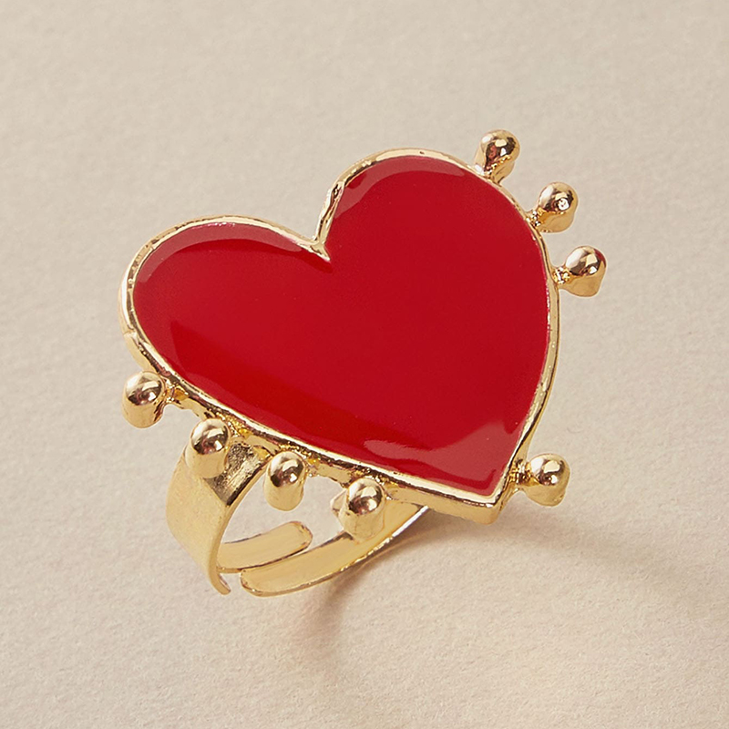 Alloy opening dripping heart-shaped ring women