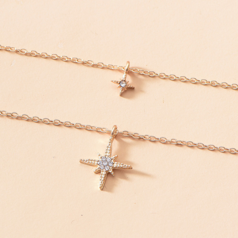 simple diamond cross double necklace