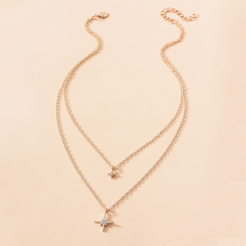 simple diamond cross double necklace