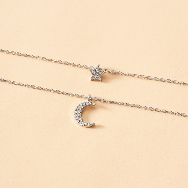 simple stars moon necklace