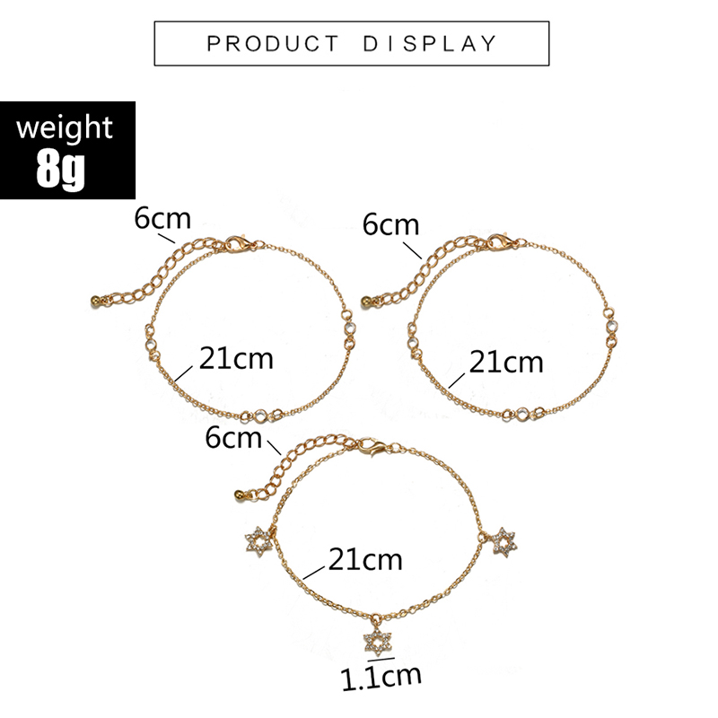 new fashion multilayer diamondstudded fivepointed star ankletpicture2