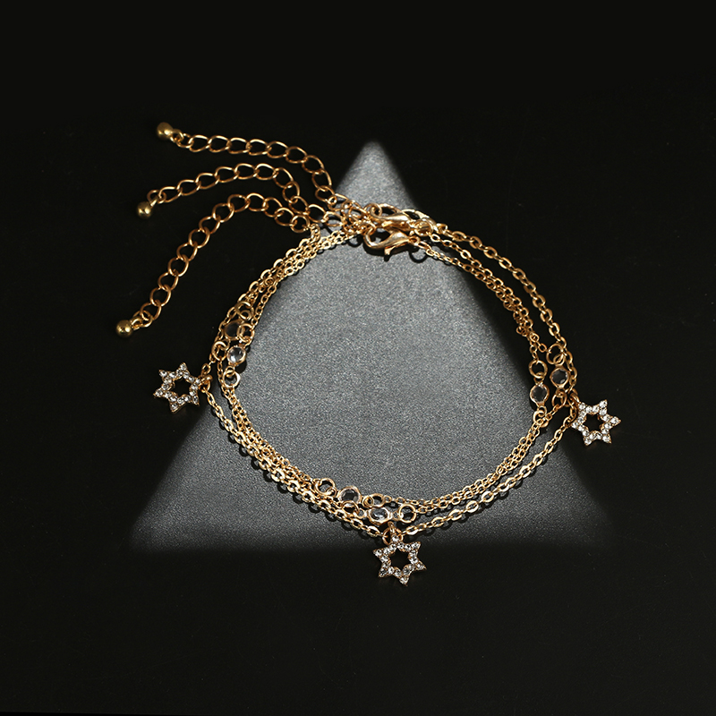 nouveau bracelet de cheville toile  cinq branches serti de diamants multicouchespicture4