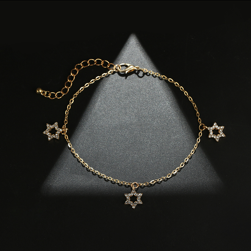 nouveau bracelet de cheville toile  cinq branches serti de diamants multicouchespicture5