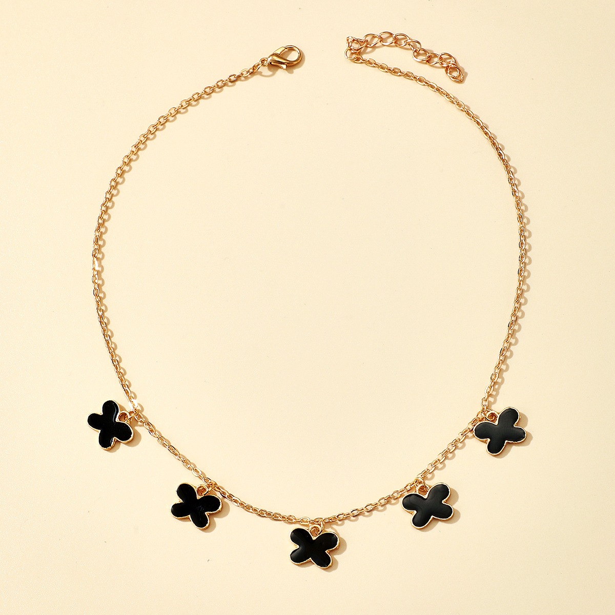 Korean Exaggerated Oil Drop Flower Four-leaf Clover Pendant Necklace