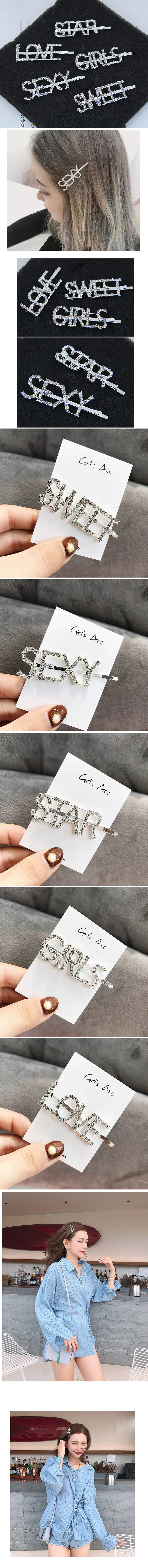 Letter hair clip hair accessories flash diamond letters personalized hair accessories hair clip side clipspicture1