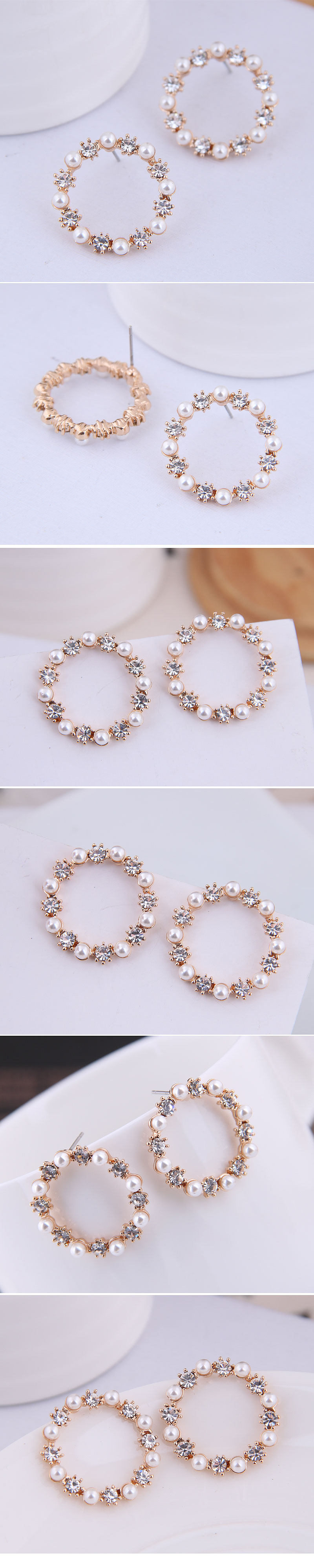 Boutique Korean Fashion Sweet Wild Pearl Flash Diamond Simple Earringspicture1