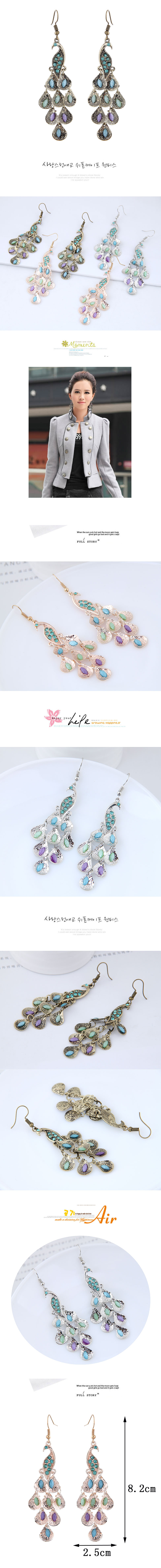 Fashion Metallic Simple Peacock Earrings Wholesale