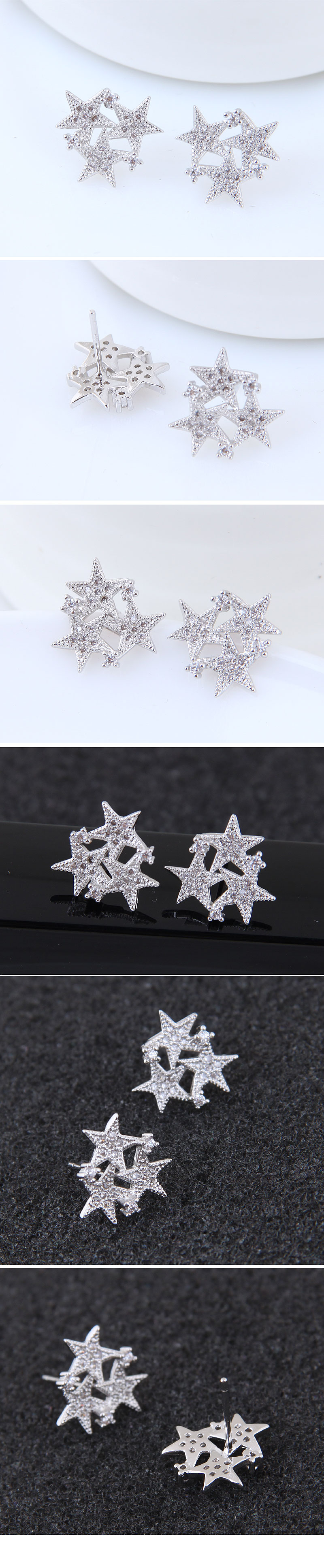 Korean Fashion Sweet Inlaid Zircon Meteor Stud Earrings Wholesalepicture1