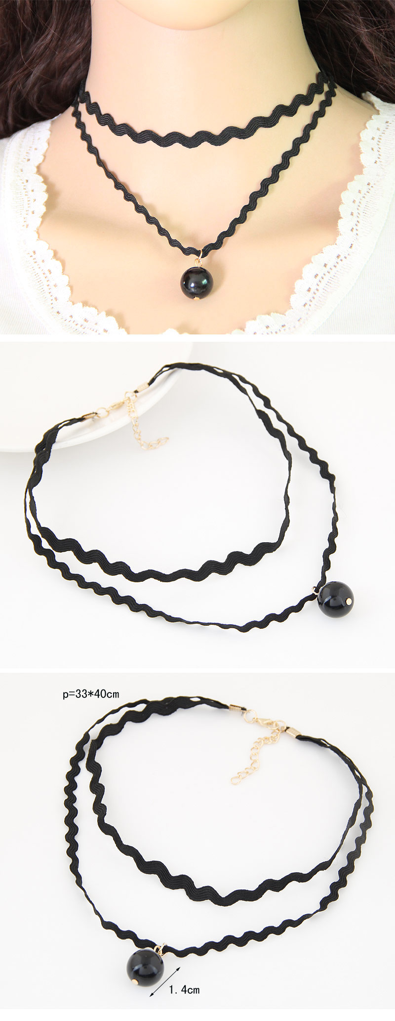 Fashion simple double bead necklace ladies wholesale necklace