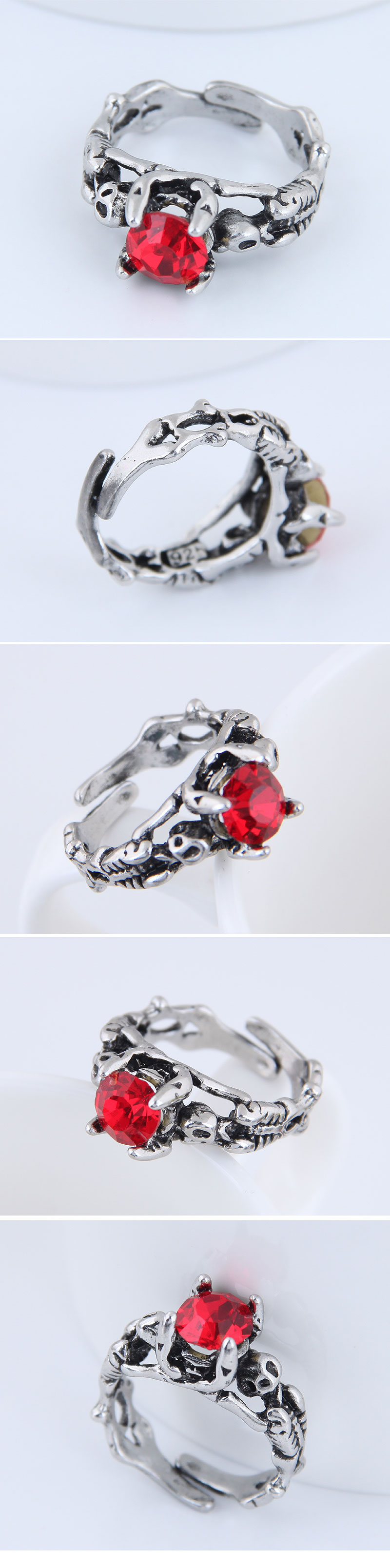 Yiwu jewelry wholesale fashion punk simple retro gem open ring