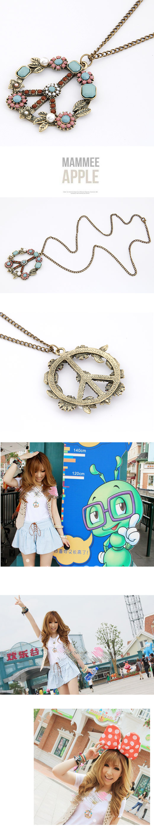 Korean fashion retro peace tag sweater chain yiwu nihaojewelry wholesale