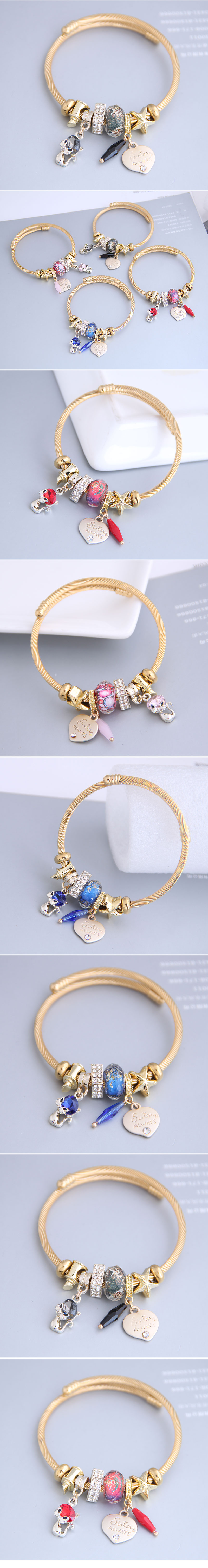 New fashion simple cute cat love pendant multi-element bracelet yiwu nihaojewelry wholesale