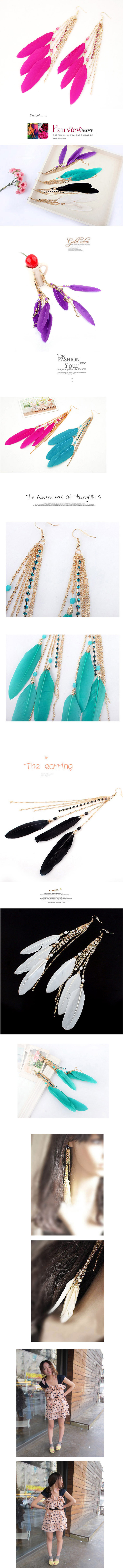 New fashion metal tassel feather earrings nihaojewelry wholesale