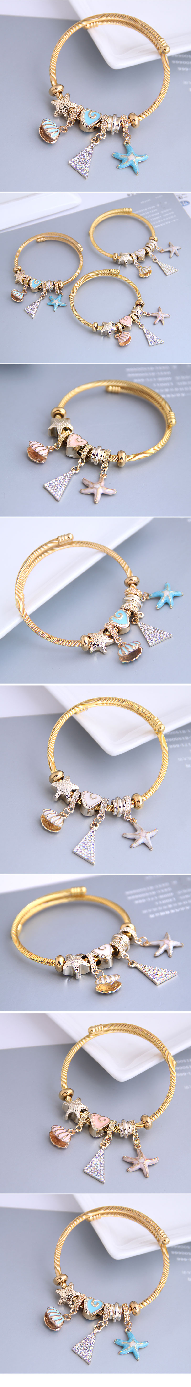 Fashion metal wild pan DL starfish seashell triangle pendant multi-element accessories bracelet niha