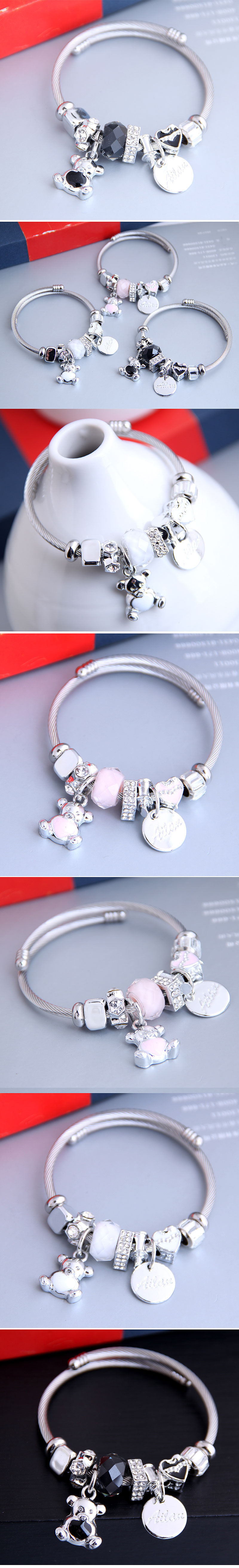 Fashion metal wild pan DL sweet cute bear pendant accessories bracelet nihaojewelry wholesale