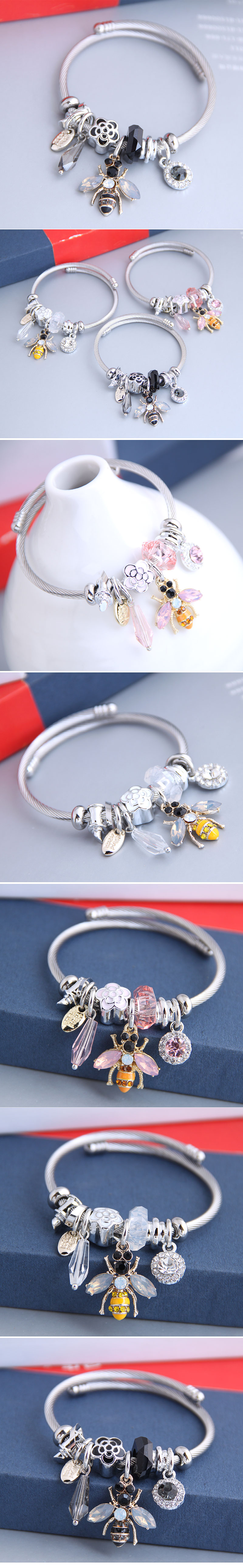 Fashion metal wild pan DL sweet bee multi-element pendant accessories bracelet nihaojewelry wholesal