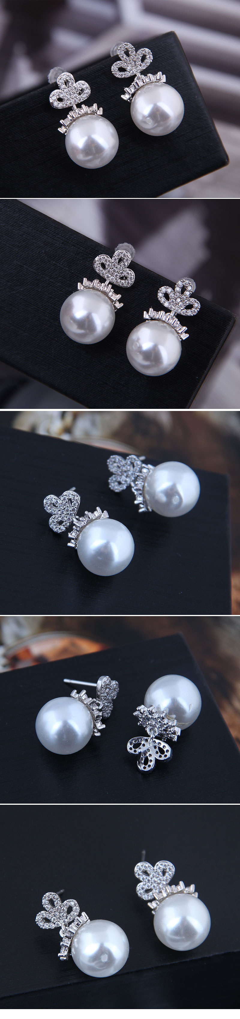 Exquisite 925 Silver Post Korean Fashion Copper Micro Inlay Zircon Pearl Earrings wholesalepicture1