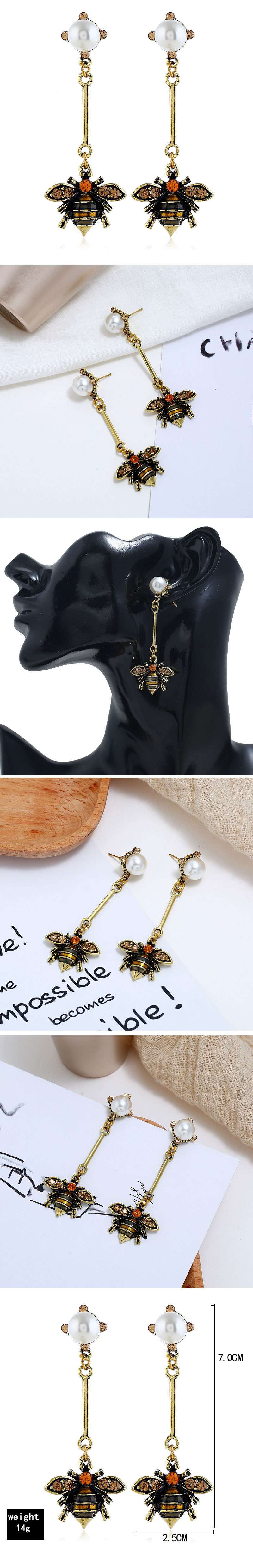fashion metal simple and wild bee temperament earrings wholesale nihaojewelrypicture1
