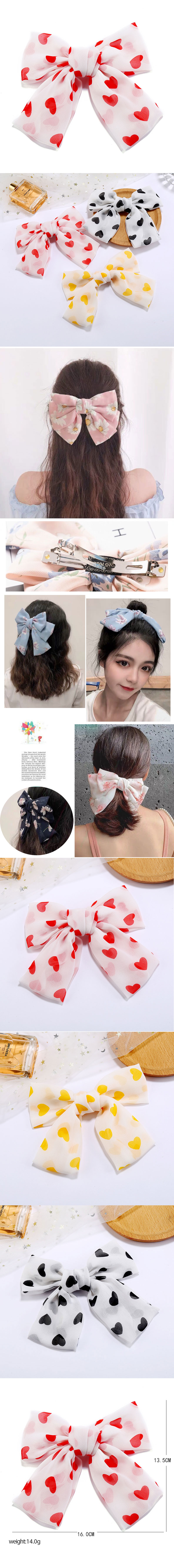 Moda coreana simple gasa amor arco grande accesorios para el cabello pinza para el cabello clip lateral al por mayor nihaojewelrypicture1