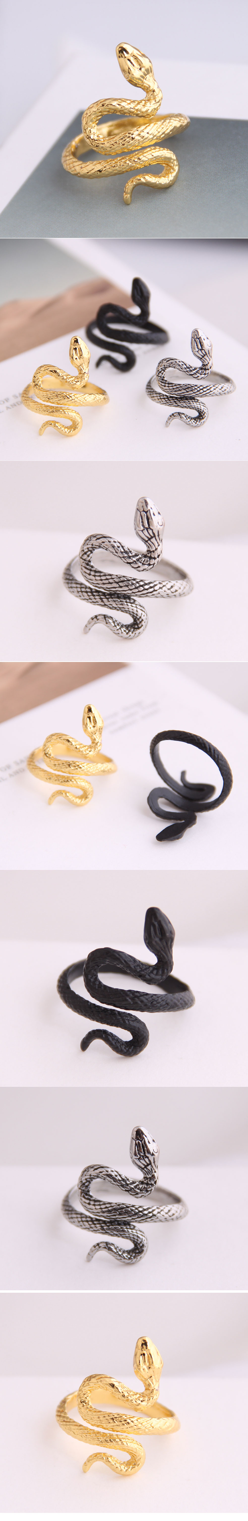 European and American fashion metal lucky snake personality open ring