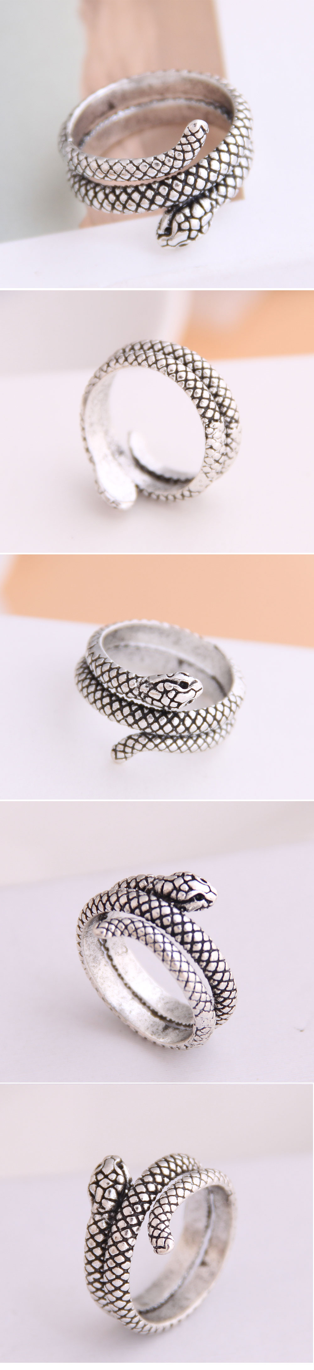 fashion retro simple auspicious snake personality open ring wholesale