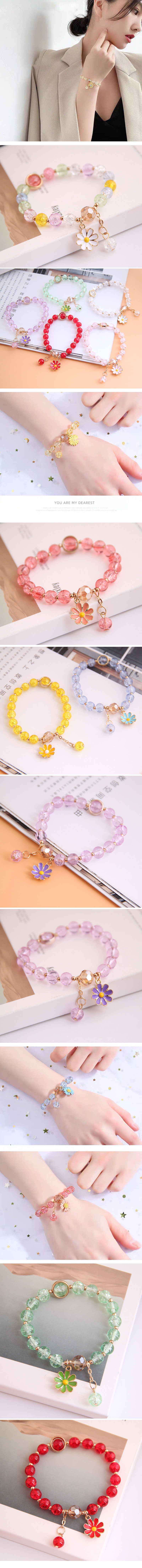 Korean fashion simple small daisy pendant crystal beads  bracelet wholesale nihaojewelry