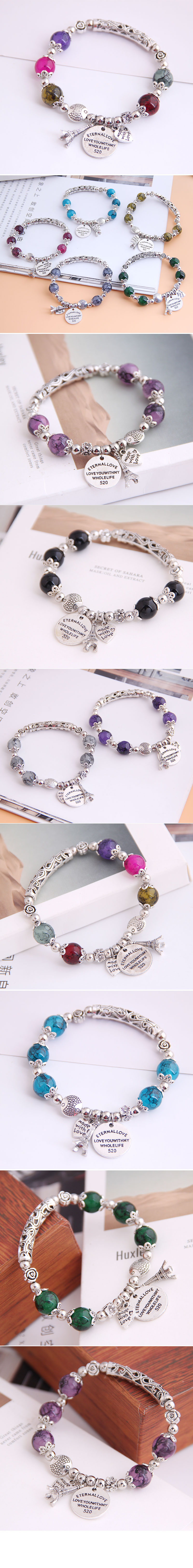 fashion retro handmade beaded retro pendant multi-element bracelet wholesale nihaojewelry