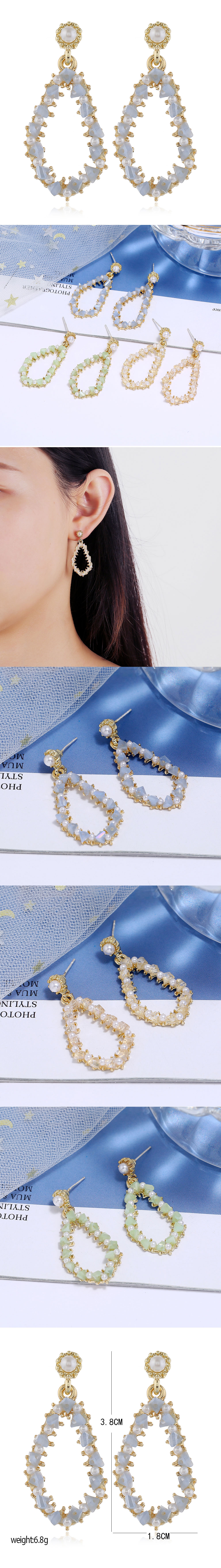 925 silver pin high quality fashion metal crystal geometric irregular shape earrings  wholesale nihaojewelrypicture1