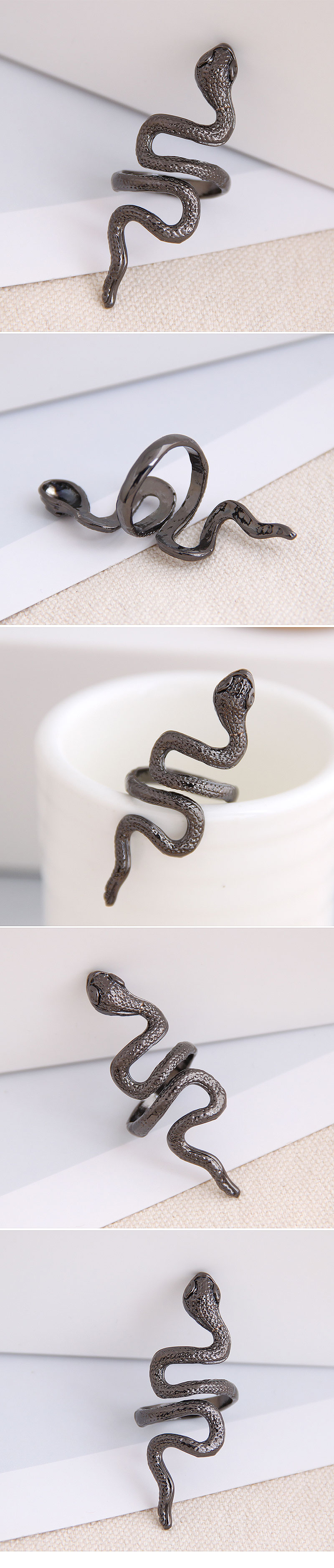 fashion metal auspicious snake alloy exaggerated opening ring wholesale