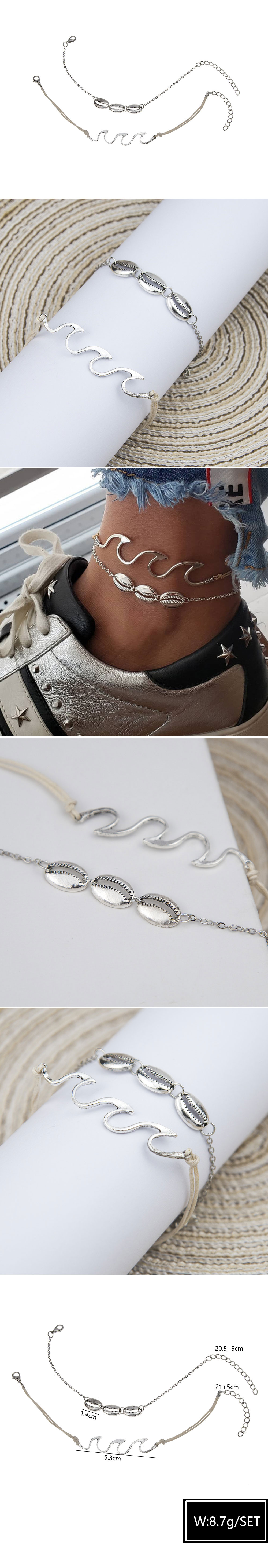 fashion wave shell two-piece alloy womenu0027s anklet hot-saling wholesale