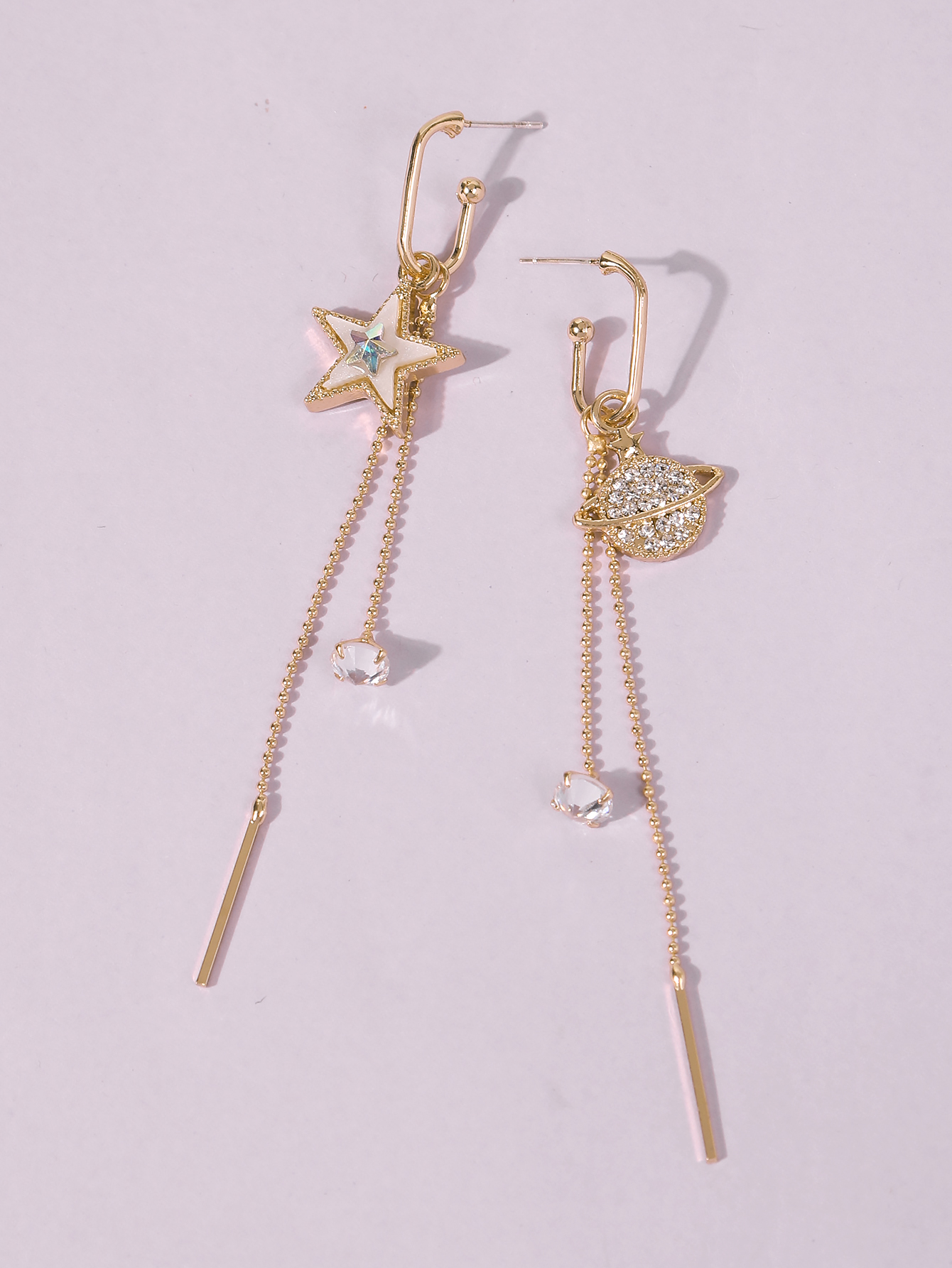 asymmetric star and moon long tassel earrings wholesalepicture3