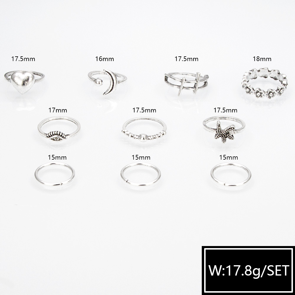 Fashion Personality Starfish Ring Eye Love rings Set