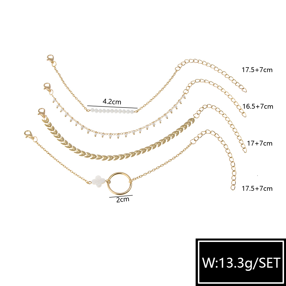Fashion fourleaf clover white tassel hand ornament pattern bracelet setpicture5
