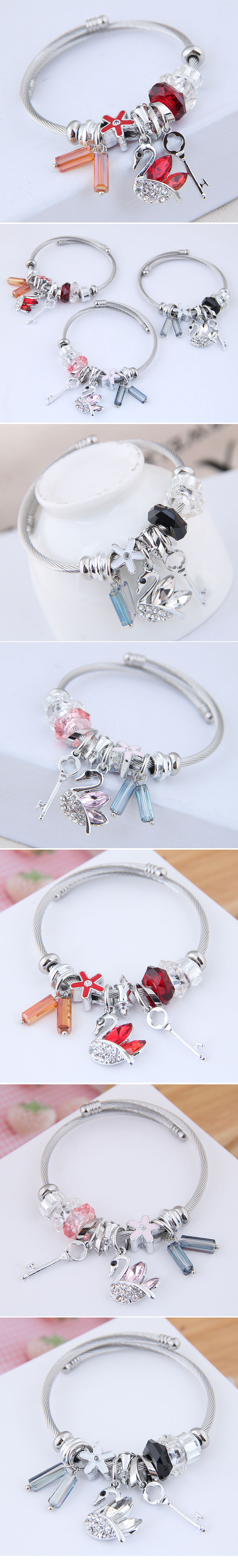 fashion metal simple diamond swan multi-element bracelet